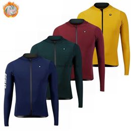 Мужские футболки Biehr Winter Thermal Fece Cycling Jersey Мужская велосипедная длинная теплая одежда Топы для спорта на открытом воздухе Горные велосипедные курткиH2421