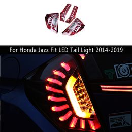 Rear Lamp Car Accessories Dynamic Streamer Turn Signal Indicator For Honda Jazz Fit LED Tail Light 14-19 Running Lights Taillight Assembly