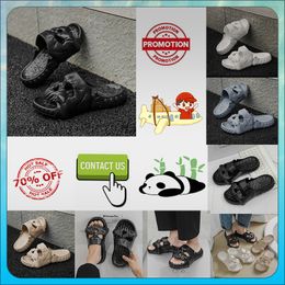 Designer Casual Platform Skeleton Head Funny One word Slippers Woman Light weight wear resistant breathable rubber soft soles sandals Flat Summer