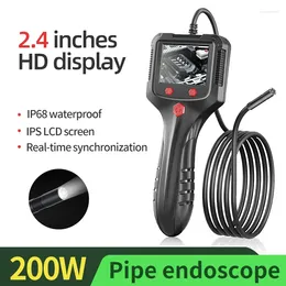 Industrial Endoscope Mini Camera 2.4 Inch IPS Screen High Definition 1080P LED Light Sewer Inspection Waterproof Borescope