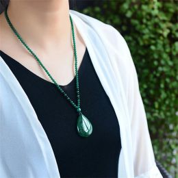 Pendants Hot Selling Natural Handcarve Green Jade Malachite Necklace Pendant Fashion Jewellery Men Women Luck