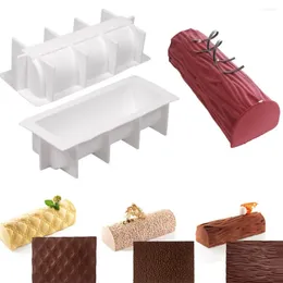 Baking Moulds Silicone Swiss Cake Mould Yule Log Mould Large Buche Form Silicon Fondant Mat Impression Lace Colour Random