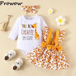 Clothing Sets Prowow 0-18M Cute Baby Girl Clothes Born Cartoon Giraffe Romper Suspender Dress For Girls Birth Outfits