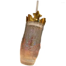 Wine Glasses 2024 Valentine's Day Gift Three-dimensional Crown Cover Dream Color Goddess Love Straw Glass Drinking Cup