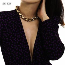 SHIXIN Punk Gold Chain Chunky Necklace 2020 Statement Fashion Choker Necklace for Women Hiphop Short Female Collar Gift2119
