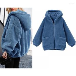 Women's Knits Winter Sherpa Fleece Sweater Oversized 5XL Hooded Sweaters Warm Zipper Cardigan Women Coat Tops Pull Femme Hiver
