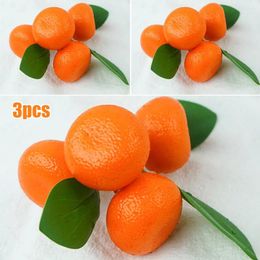 Decorative Flowers Art Painting Props Decor Artificial Tangerine Fake Simulated Fruit 3pcs Plastic Table Home Office