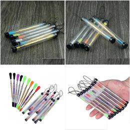 Smoking Pipes Stainless Steel Wax Dabber Tool With Sile Cap And Pp Tube Bag Tobacco Dry Herb Oil Rigs Dab Oem Logo Sier Rainbow Gold D Dhyov