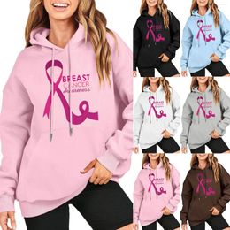 Women's Hoodies Against Breast Cancer Fight For A Matters Pullover Hoodie Oversized Sweatshirts Long Sleeve Shirts Moletom Feminina