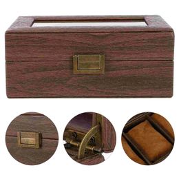 Jewellery Watch Storage Box Man Wood Drawer Organiser Wristwatch Display Tray Case 240124