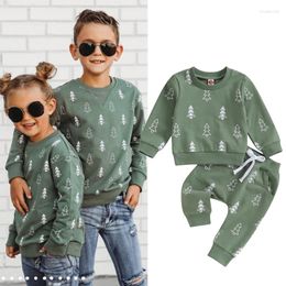 Clothing Sets FOCUSNORM 0-3Y Toddler Baby Boys Girls Christmas Clothes Set Xmas Tree Print Long Sleeve Pullover Sweatshirt Tops Pants