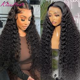 Deep Wave 136134 HD Transparent Lace Front Human Hair Wigs 360 Lace Frontal Wig Cury Hair Glueless 55 HD Lace Closure Wigs 240118
