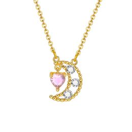 Chokers Moon and Heart Necklace WomenShiny CZ Zirconia Lady Fashion Gift YQ240201