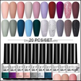 Nail Art Kits Lilycute 7Ml Gel Polish Set Semi Permanent Hybrid Varnish Matte Base Top Coat Soak Off Uv Led Varnishes Drop Delivery Dhtdo