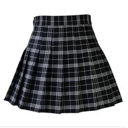 Women Casual Plaid Skirt Girls High Waist Pleated A-line Fashion Uniform Skirt With Inner Shorts 240131