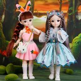 Dolls BJD Doll والملابس مفاصل متعددة قابلة للإزالة 30 سم 1/6 عيون ثلاثية الأبعاد دمى فتاة لباس عيد ميلاد هدية Toyl2402