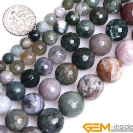 Bracelets Natural Stone Indian Agates Round Faceted Beads for Jewellery Making 15" Diy Bracelet Necklace Jewellery Bead 6mm 8mm 10mm 12mm 14mm