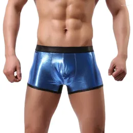 Underpants Sexy Design Mens Underwear Boxer Patent Leather Wetlook Shinny Trunks Cool Shorts Shiny Boxers For Male