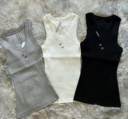 24ess Women Top Tanks Vest T Shirts Anagram Embroidered Cotton-blend Tank Tops Designer Skirts Yoga Suit Two Piece Dress Bra Ladies Solid Vintage Shirt Femme 33