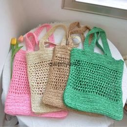 Shoulder Bags Colourful ollow soulder grass woven bag portable fising net womens fasionable and trendy beac andbagH2421