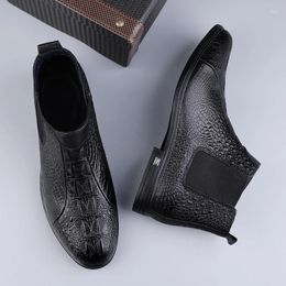 Boots Men Shoes Genuine Leather Motorcycle For 2024 Mens Slip On Low Top Arrival Male Ankle