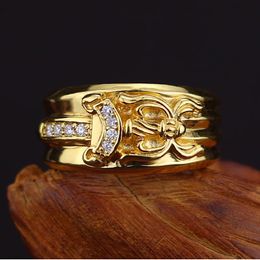 Sterling Sier S A176 Ring Gold-Plated With Diamond And Holy Sword Dagger Letter Minimalist Trend Hip-Hop Retro Couple Jewellery Gifts For Lovers 14Bc3f terling ier word