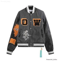 Off White Jackets Windbreaker Varsity Vintage Loose Long Baseball Hip Hop Harajuku Off White Letter Embroidery Streetwear Unisex Coats Fashion Trend Offend 6341