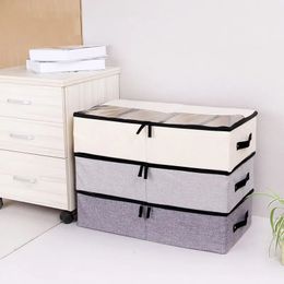 1pc Cotton And Linen Fabric Shoe Box Multifunctional Foldable Storage Box Under Bed Storage Box 240129