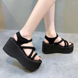 Sandals Height Increasing Shoes For Women 2024 Fashion Solid Black Women's Summer Casual Shoe Female Platform Sandalias De Mujer