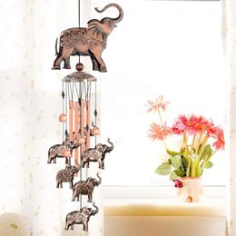 Decorative Figurines Aluminium Tube Elephant Wind Chimes Bronze Retro Iron Bells For Indoor And Outdoor Home Garden Decoration Gifts