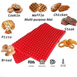 Baking Moulds Silicone Cooking Mat Microwave Pyramid Fat Reducing Heat Resistant Sheet With Grid For Pizza Oven Grling BBQ Roasting
