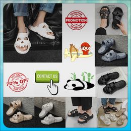 Designer Platform Skeleton Head Funny word Drag Slippers Woman Light weight wear resistant breathable Leather rubber soft soles sandals Flat Summer