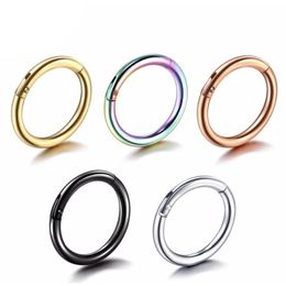 Nose Piercing10PSlot 316L Stainless Steel Womenman Hinged Segment Nose Ring Earring Nipple Clicker Ear Septum Piercing Jewellery 240127