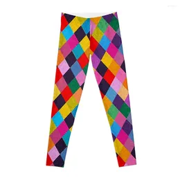 Active Pants MARDI GRAS HARLEQUIN PATTERN Colorful Rhombi Leggings High Waist Tight Fitting Woman Jogging Womens