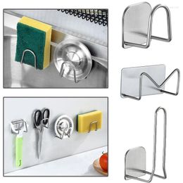 Kitchen Storage Sponges Holder Sink Draining Rack Stainless Steel Self Adhesive Wall Hooks Pot Lid Organiser