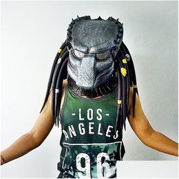 Party Masks Movie Alien Vs. Predator Cosplay Mask Halloween Costume Accessories Props Latex 220827 Drop Delivery Dh5De