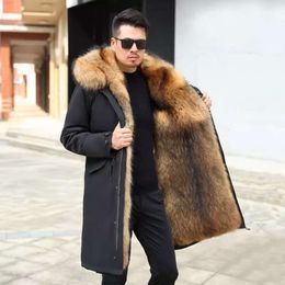 Parker Mens Fur Detachable Inner Jacket with and Integrated Medium Length Off Size Faux Mink AKI1