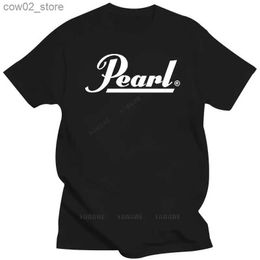 Men's T-Shirts Mens white short sleeve t shirt Fashion Drums Brand Men Summer New Pearl O neck Short Sleeve Cotton Music brand T-shirts Q240201