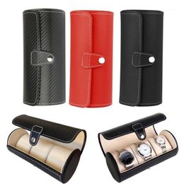 Watch Display Gift Box Case Roll 3 Slot Wristwatch Necklace Bracelet Jewelry PU Leather Box Storage Travel Pouch1210P