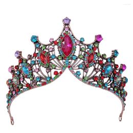 Hair Clips Baroque Bronze Colourful Crystal Jelly Bridal Tiaras Queen Princess Crown Rhinestone Pageant Prom Diadem Wedding Accessories