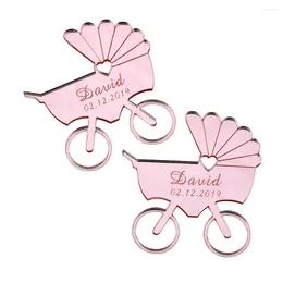 Party Decoration 30PCS Personalised Engraved Mirror Wood Baby Carriage Name Card Table Birth Born Stcikers Shower Gift Decor Tags Favours