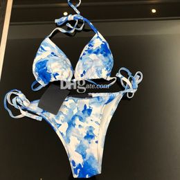 Sexy Halter Bikini Designer Tie Dye Swimwear Luxury Letter Printed Swimsuit Bra Briefs Underwear Bikinis Swimsuit