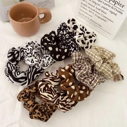 Hair Accessories Woman Retro Leopard Ring Girls Elastic Bands Ponytail Holder Headband Female Fashion Headwear