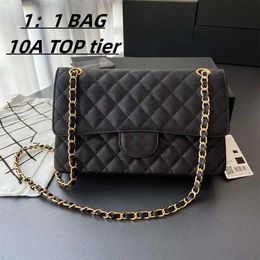 10A Women Wallet Black Handbag Caviar Gold Chain Classic Flap 25CM Shoulder Bag Des