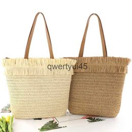Shoulder Bags Fringed edging straw bag large capacity soulder woven casual retro female beac tasselH2421