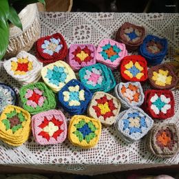 Table Mats Crochet Doilies Multicolor Coasters Square Decoration Handmade Cup Pad 9cm Wool Clothes Patch 50pcs/lot