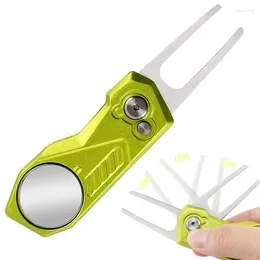 Golf Training Aids Foldable Divot Repair Tool Magnetic Ball Marker Pitch Groove Cleaner Accessories Putting Green Fork