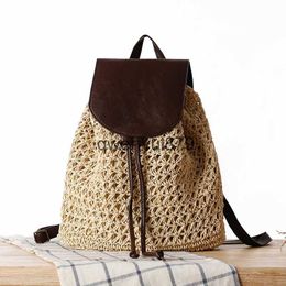 Backpack Style casual straw backpacks for women wicker woven scool bag teenager girls raan summer beac big purses lady back packs 2022H2421