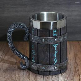 Mugs Viking Vintage Oak Barrel Beer Mug Stein With Stainless Steel Liner Coffee Cup Tea Large Capacity Pub Bar Party Gift