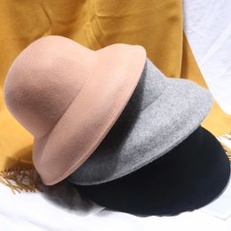 Wool Felt Hat Floppy Wide Brim Winter Hat for Women Fedora Hat Plain Ladies Hat Dress Church Cloche Bucket Bowler Hat Crushable 240126